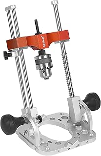 SpeTool Portable Drill Guide with Liner Ball Bearings Guide Poles, Portable Drill Press for Hand Drill Adjustable from 0-60°, 1/2” Chuck Multi Angle Drill Guide for Straight Holes, S04001
