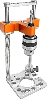 SpeTool Portable Drill Guide with Liner Ball Bearings, High Precision Drill Guide for Straight Holes, All-Aluminum Base, Spring-Assisted Portable Drill Press for Woodworking & DIY, S04003