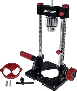 Milescraft 1348 Drill Mate PRO – Heavy-Duty Portable Drill Press Drilling Guide, ½” Chuck, Precision Drilling Jig Attachment for Drilling Angled or Straight Holes, Adjustable Drill Guide Attachment
